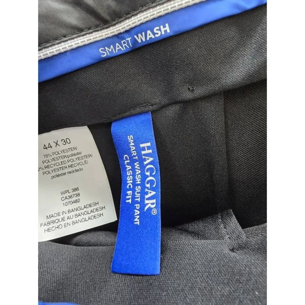 Haggar Smart Wash Classic Fit Suit Separates Pants Men's 44x30 Black Hook & Bar